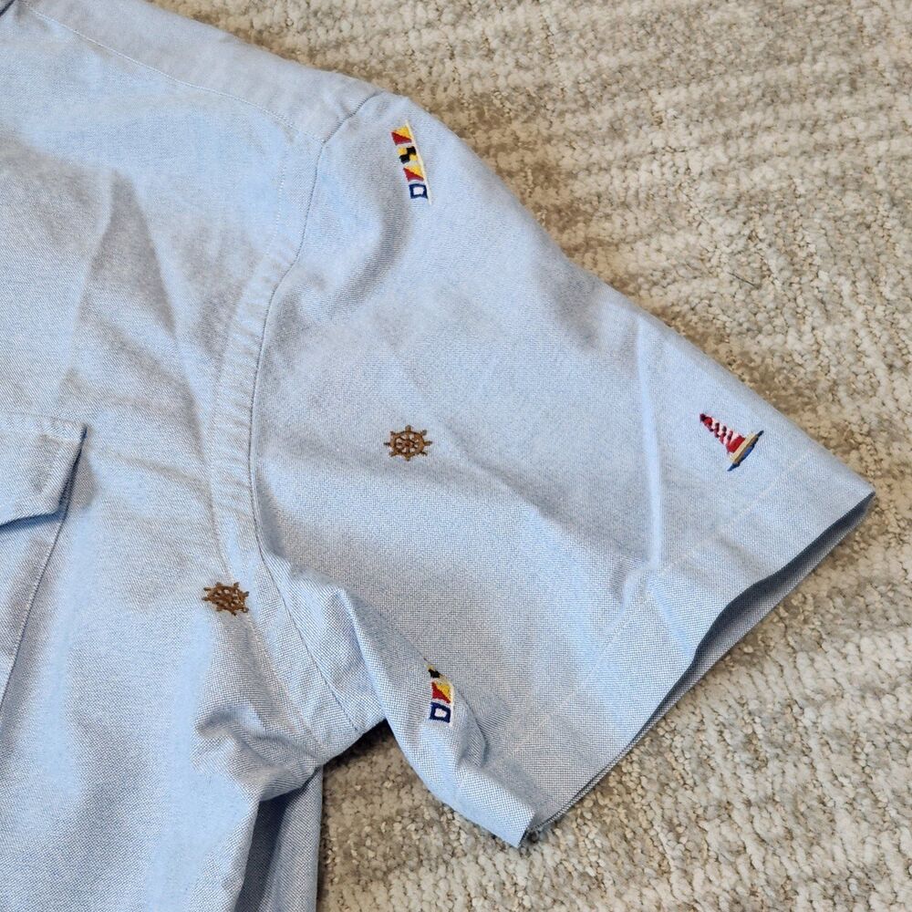 Ralph Lauren mens Embroidered Oxford Oxford Shirt Short Sleeve Blue Size L - Picture 7 of 12